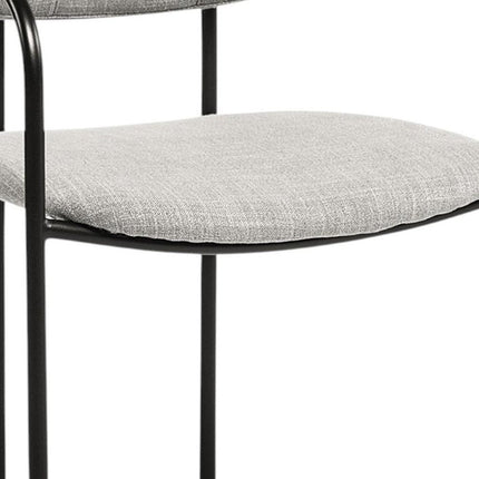 Set of Two Gray and Black Fabric Dining Arm Chairs HomeRoots