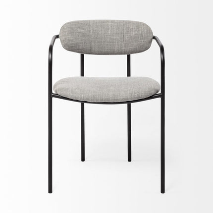 Set of Two Gray and Black Fabric Dining Arm Chairs HomeRoots