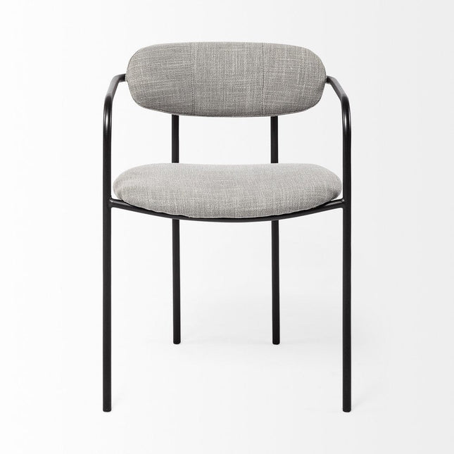 Set of Two Gray and Black Fabric Dining Arm Chairs HomeRoots
