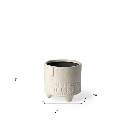 7" White Abstract Cylinder Ceramic Table Vase