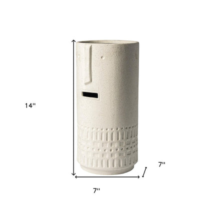 14" White Abstract Cylinder Ceramic Table Vase HomeRoots