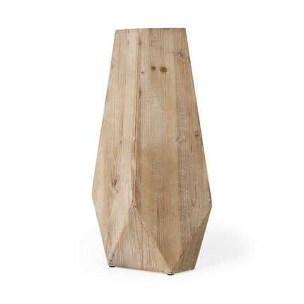 19" Natural Geometric Cylinder Solid Wood Table Vase HomeRoots