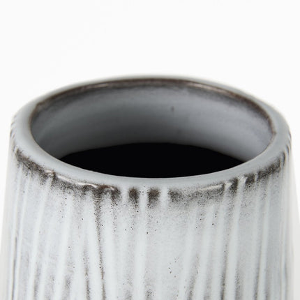 19" Black Gray And White Abstract Cylinder Ceramic Table Vase HomeRoots