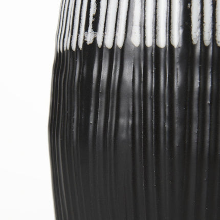 19" Black Gray And White Abstract Cylinder Ceramic Table Vase HomeRoots