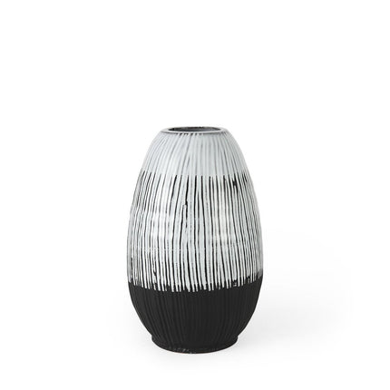 13" Black Gray And White Abstract Cylinder Ceramic Table Vase HomeRoots