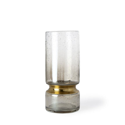 11" Gold Abstract Cylinder Crystal Glass Table Vase HomeRoots