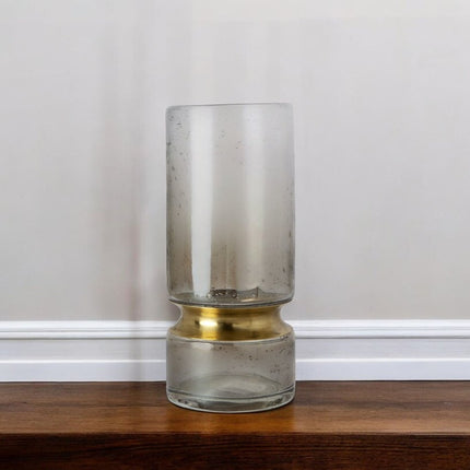 11" Gold Abstract Cylinder Crystal Glass Table Vase HomeRoots