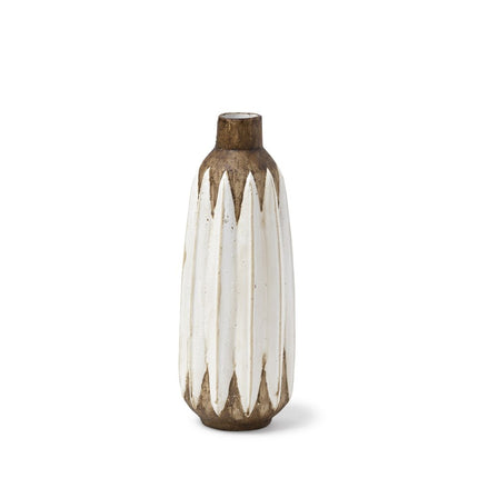 14" Brown And White Abstract Cylinder Ceramic Table Vase HomeRoots
