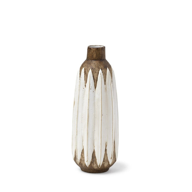 14" Brown And White Abstract Cylinder Ceramic Table Vase HomeRoots