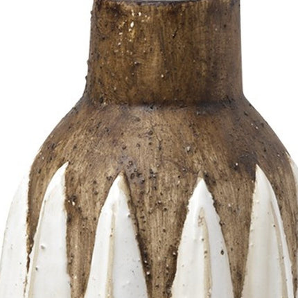 14" Brown And White Abstract Cylinder Ceramic Table Vase HomeRoots