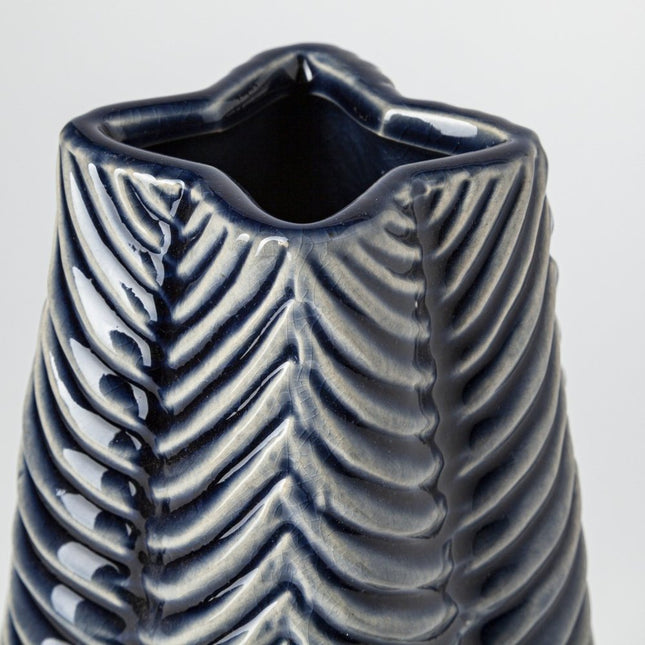 16" Navy Blue And White Abstract Ceramic Table Vase HomeRoots