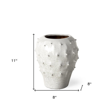 11" White Abstract Cylinder Ceramic Table Vase HomeRoots
