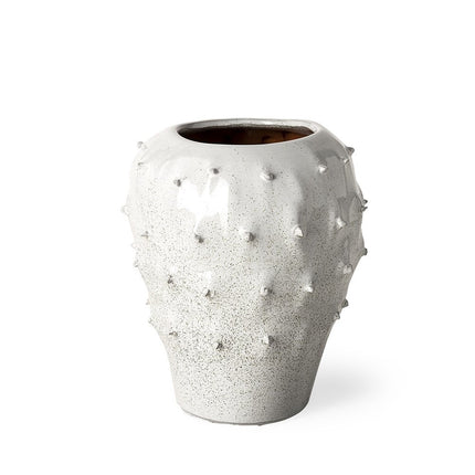 11" White Abstract Cylinder Ceramic Table Vase HomeRoots