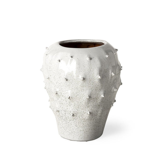 11" White Abstract Cylinder Ceramic Table Vase HomeRoots