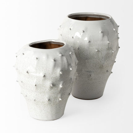 11" White Abstract Cylinder Ceramic Table Vase HomeRoots