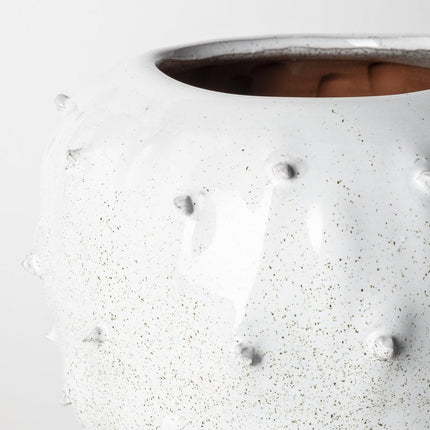 11" White Abstract Cylinder Ceramic Table Vase HomeRoots