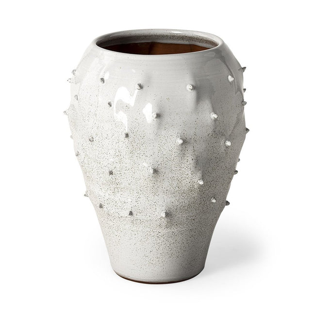 14" White Abstract Cylinder Ceramic Table Vase HomeRoots