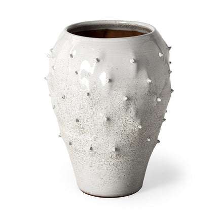 14" White Abstract Cylinder Ceramic Table Vase HomeRoots