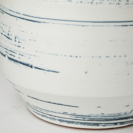 10" Blue Sand And White Abstract Cylinder Ceramic Table Vase HomeRoots