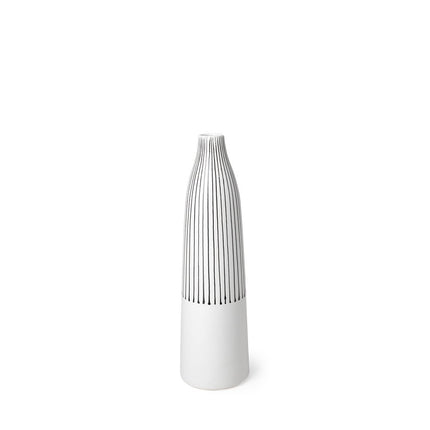 18" Black And White Abstract Cylinder Ceramic Table Vase