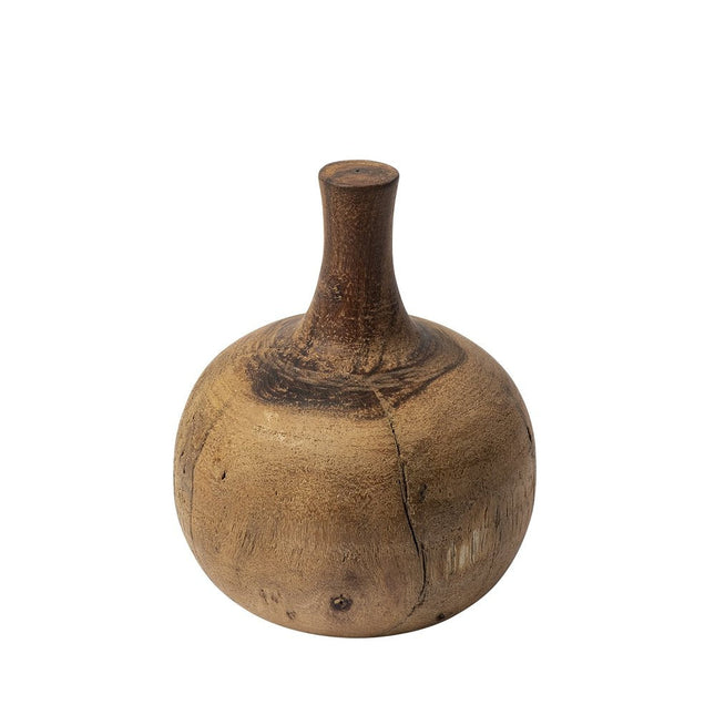 8" Brown Abstract Cylinder Solid Wood Table Vase HomeRoots