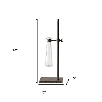Set of Two Dark Brown Abstract Metal Cylinder Table Vases HomeRoots
