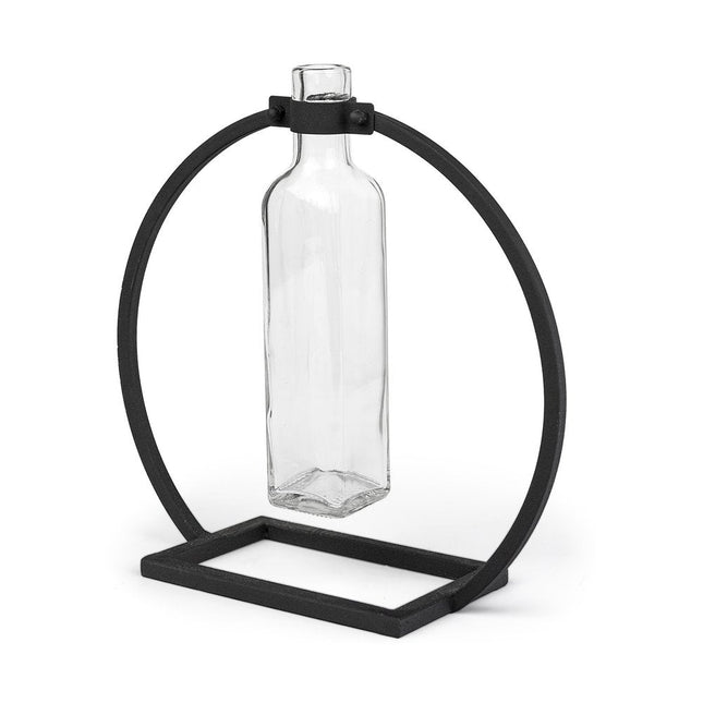 10" Black Abstract Cylinder Metal Table Vase HomeRoots