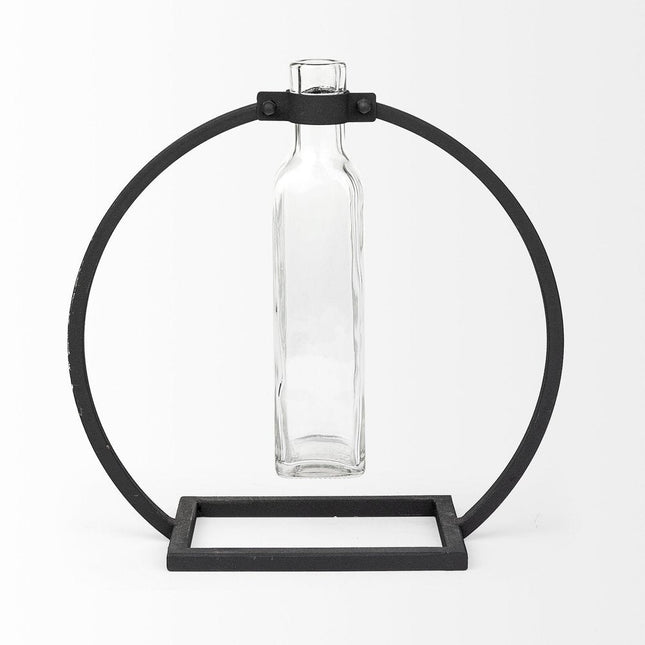 10" Black Abstract Cylinder Metal Table Vase HomeRoots