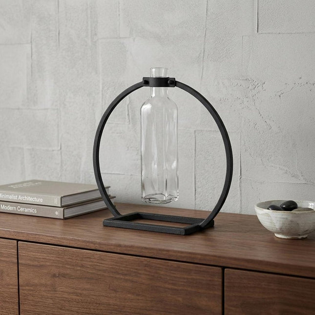 10" Black Abstract Cylinder Metal Table Vase HomeRoots