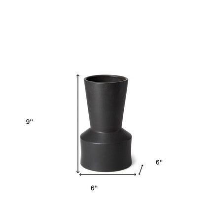 9" Black Abstract Cylinder Ceramic Table Vase HomeRoots