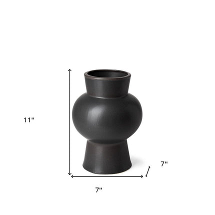 11" Black Abstract Cylinder Ceramic Table Vase HomeRoots