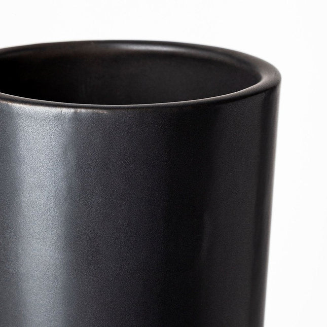 17" Black Abstract Cylinder Ceramic Table Vase HomeRoots