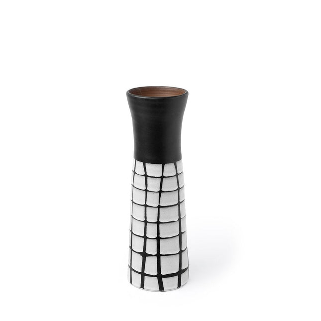 24" Black And White Abstract Cylinder Ceramic Table Vase HomeRoots