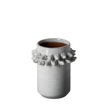7" Gray Abstract Cylinder Spikey Ceramic Table Vase HomeRoots