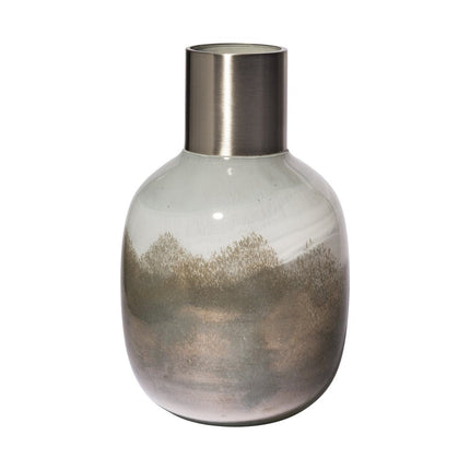 13" Bronze And White Ombre Glass Cylinder Table Vase HomeRoots