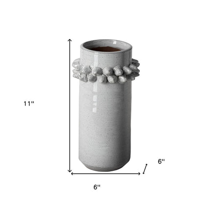 11" Gray Abstract Cylinder Ceramic Table Vase HomeRoots