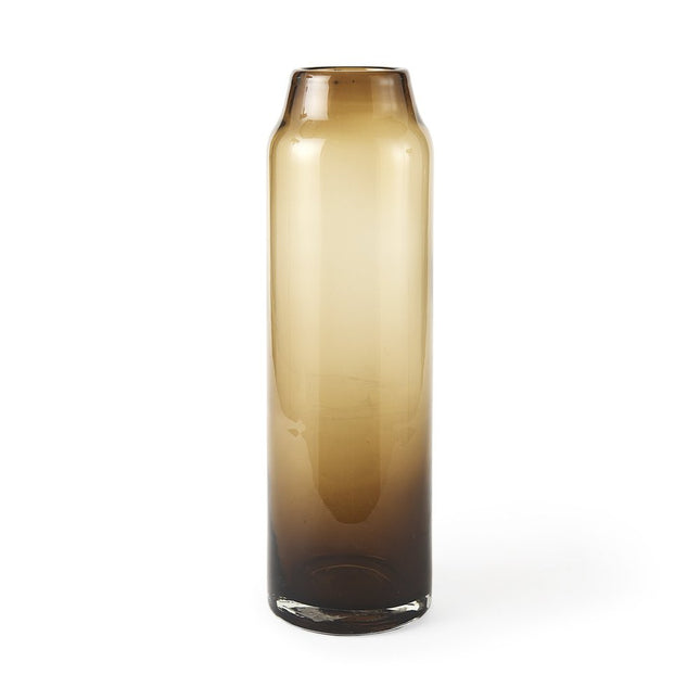 16" Golden Brown Abstract Cylinder Crystal Glass Table Vase HomeRoots