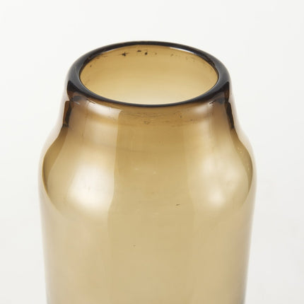 16" Golden Brown Abstract Cylinder Crystal Glass Table Vase HomeRoots