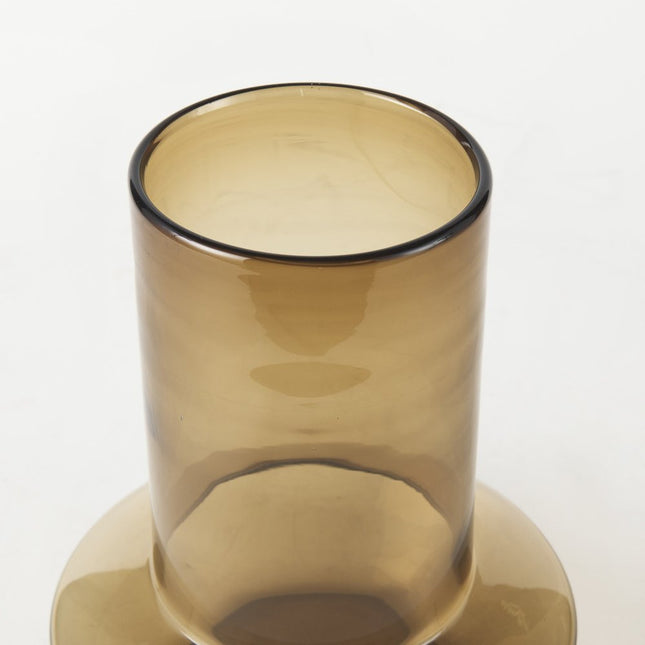 10" Golden Brown Abstract Cylinder Crystal Glass Table Vase HomeRoots