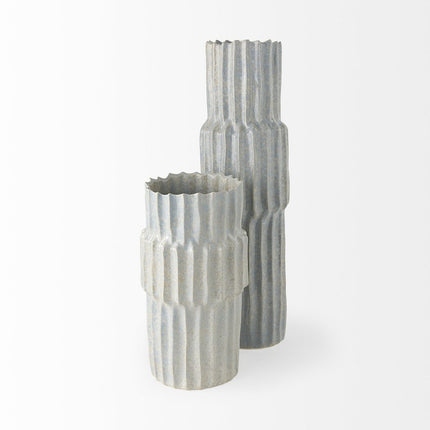 23" Gray Abstract Cylinder Ceramic Table Vase HomeRoots