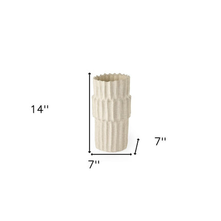 14" Sand Ceramic Cylinder Table Vase HomeRoots