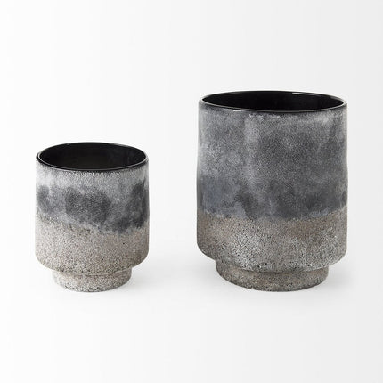 6" Brown And Black Abstract Cylinder Ceramic Table Vase HomeRoots