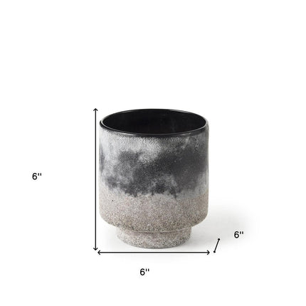 6" Brown And Black Abstract Cylinder Ceramic Table Vase HomeRoots