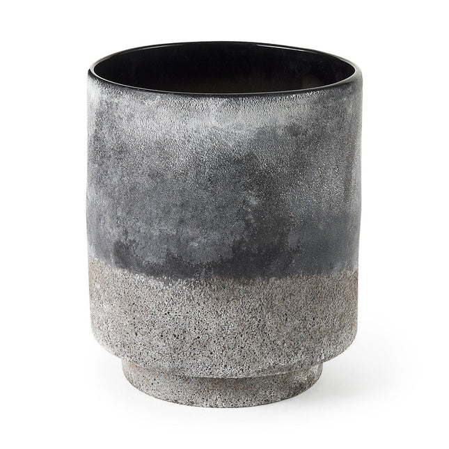 9" Brown And Black Abstract Cylinder Ceramic Table Vase HomeRoots