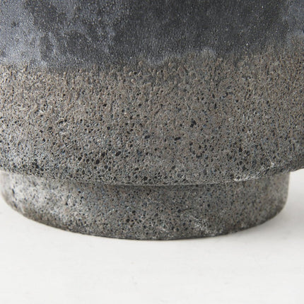 9" Brown And Black Abstract Cylinder Ceramic Table Vase