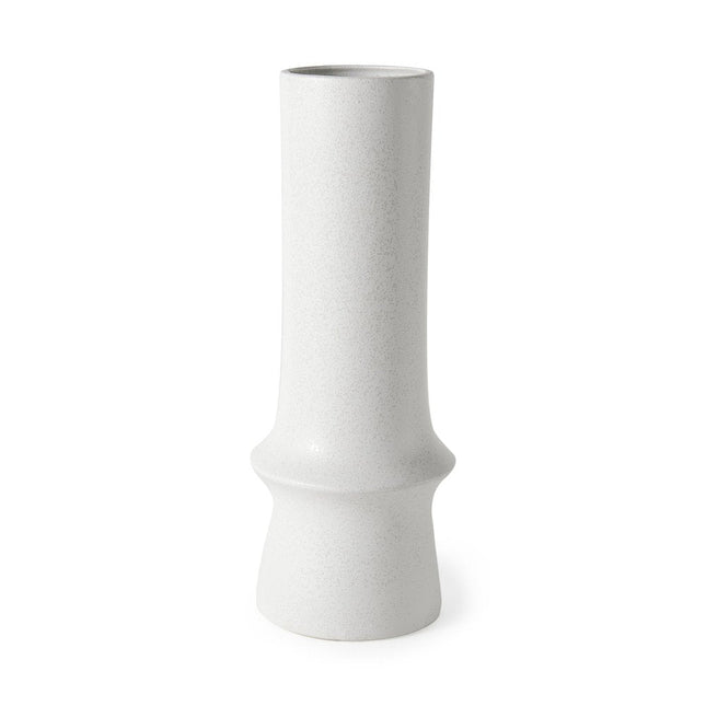 17" White Abstract Cylinder Ceramic Table Vase HomeRoots