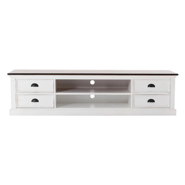 71" Brown And White Solid Wood Cabinet_Enclosed storage TV Stand HomeRoots