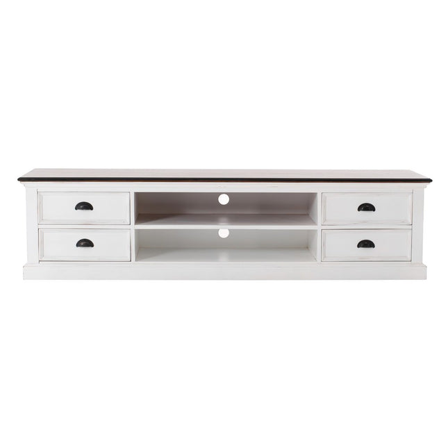 71" Brown And White Solid Wood Cabinet_Enclosed storage TV Stand