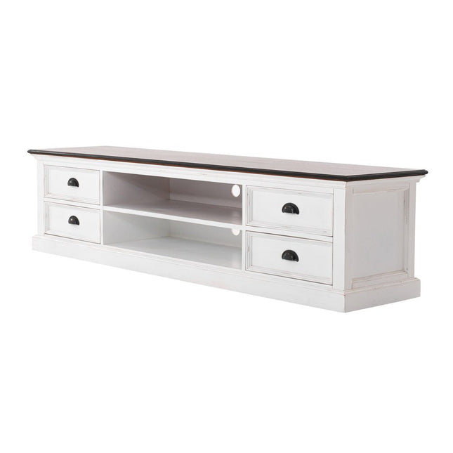 71" Brown And White Solid Wood Cabinet_Enclosed storage TV Stand HomeRoots