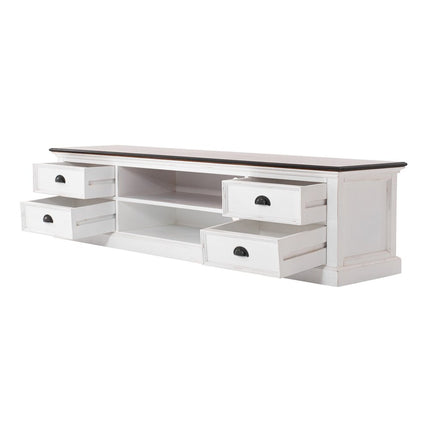 71" Brown And White Solid Wood Cabinet_Enclosed storage TV Stand